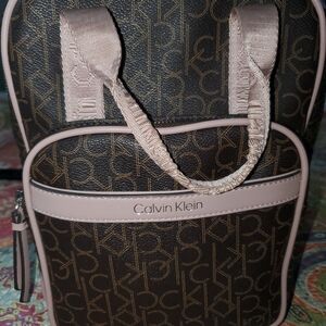 Calvin Klein Pink and Brown Women's Medium Sized Backpack